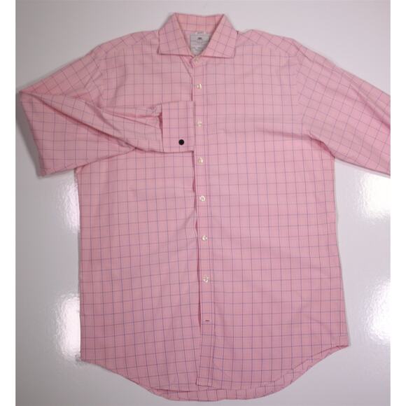 Hawes & Curtis Windsor Pink Plaid Cotton French Cuff Dress Shirt (39) 15.5-33 - Picture 2 of 7